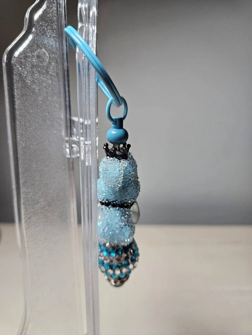 Blue Beaded Teddy Bear Keychain | Sugar Bear Bag Charm | Rhinestone